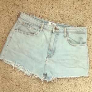 Light-washed high-rise denim shorts